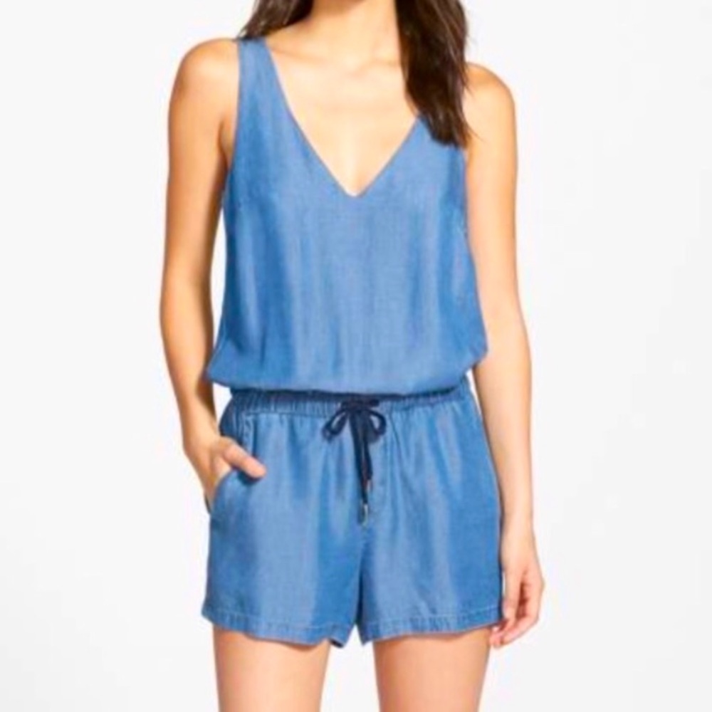 NWOT Splendid Lightweight Drawstring Waist Denim Romper